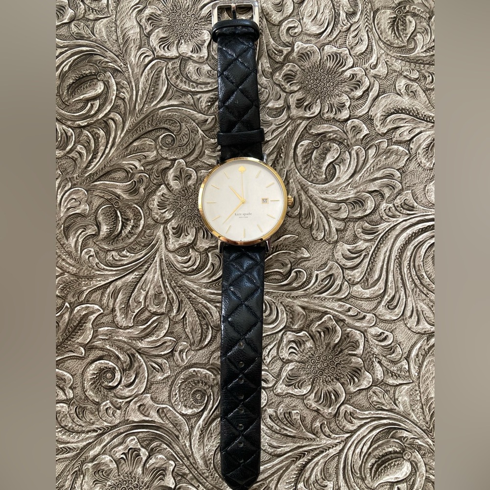Kate Spade Black Quilted Leather Watch